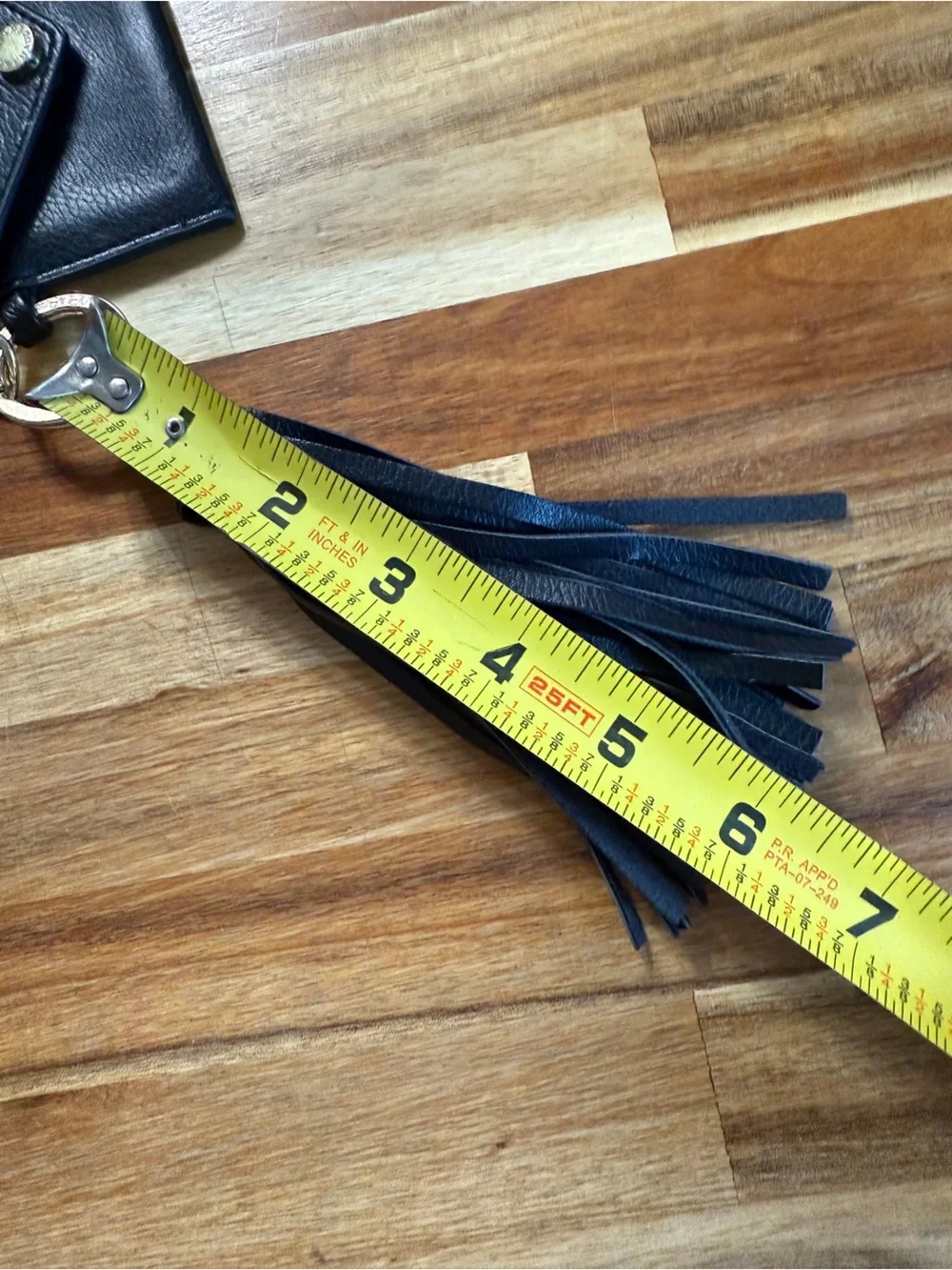 Steve Madden Black Leather Tassel Keychain Card Holder